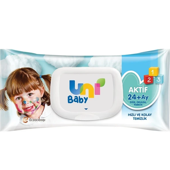 Uni Baby Islak Havlu Mendil 72 Yaprak Aktif (4 Lü Set) 288 Yaprak Plastik Kapaklı - 2