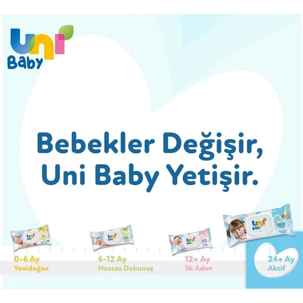 Uni Baby Islak Havlu Mendil 72 Yaprak Aktif (2 Li Set) 144 Yaprak Plastik Kapaklı - 6
