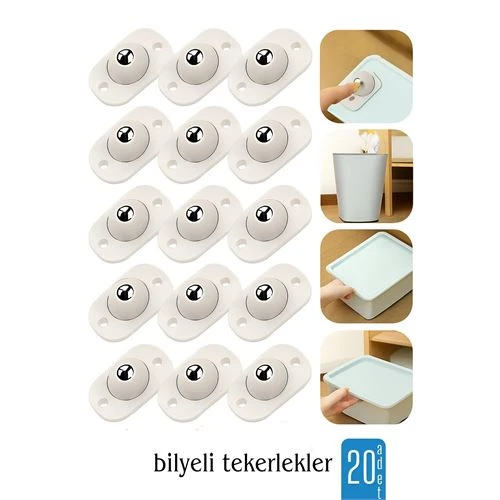 Modacar 20 li Bilyeli Tekerlek Eşya Kaydırma Aparatı Yapışkanlı Set 360D - 1