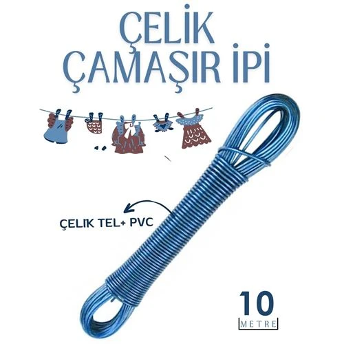 Modacar 10 mt Çelik Çamaşır İpi Pvc Kaplı Dayanıklı Çamaşır İpi Balkon Çamaşır İpi - 1