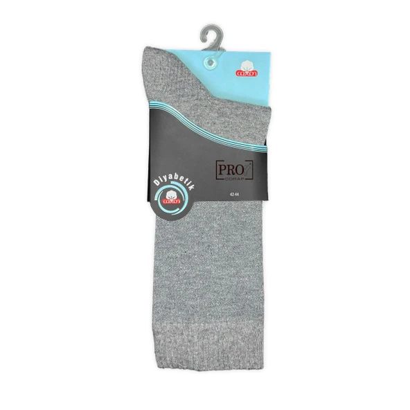 Pro Çorap Şeker (Diyabetik) Sıkmayan Pamuk Erkek Çorabı Gri (16408-R4) - 2