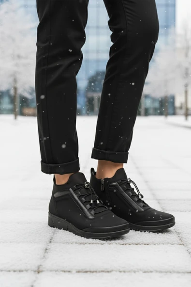 Aspor Siyah Soğuğa Dirençli Kadın Düz Bot - Resim 3