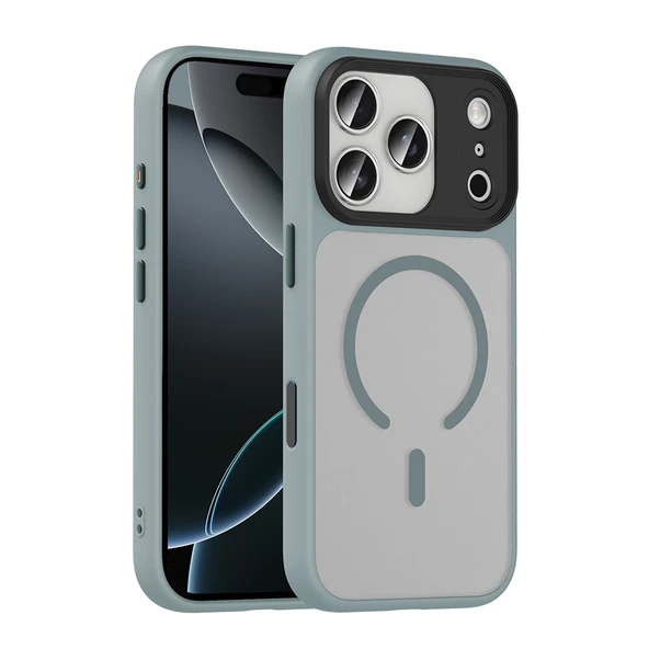 iPhone 17 Pro Max Kılıf Mat Arka Yüzey Wireless Şarj Özellikli Flet M-safe Kılıf - Resim 3