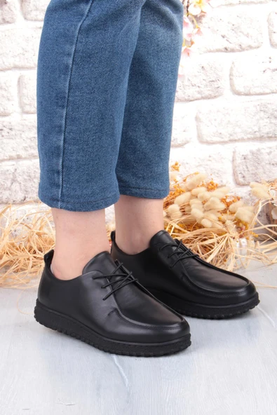 Mehmet Mete 2610 Rahat Yumuşak Esnek Kauçuk Taban Hakiki Deri Kadın Ayakkabı - Resim 3