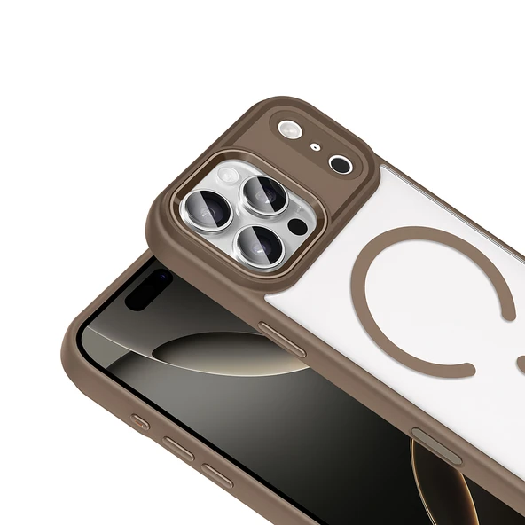 iPhone 17 Pro Max Kılıf Wireless Şarj Özellikli Krom M-safe Silikon Kılıf - Resim 9