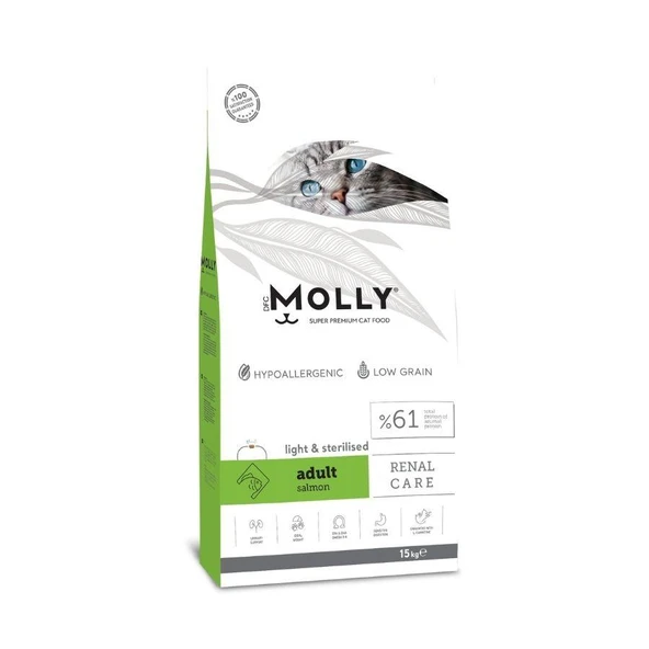 Molly Düşük Tahıllı Hypoallergenic Somonlu Light Kısırlaştırılmış Yetişkin Kedi Maması 15 Kg ürün görseli