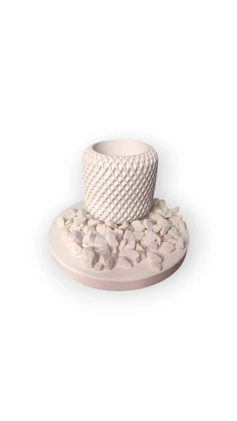 Çakıl taşları ile süslenmiş Dikdörtgen Vazo ürün görseli 1