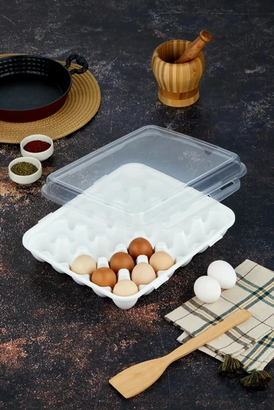 30 Yumurta Kapasiteli Yumurta Saklama Kabı -Kapaklı Pratik Yumurta Saklama Kutusu-Yumurta Organizeri - Resim 5