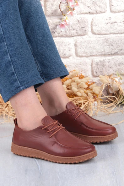 Mehmet Mete 2610 Rahat Yumuşak Esnek Kauçuk Taban Hakiki Deri Kadın Ayakkabı - Resim 8