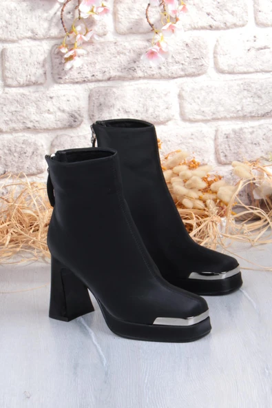 Guja 25K414-2 Kalın Topuklu Kut Burun Arka Kısımdan Fermuarlı Kadın Bot - Resim 5