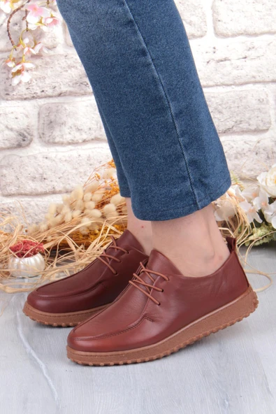 Mehmet Mete 2610 Rahat Yumuşak Esnek Kauçuk Taban Hakiki Deri Kadın Ayakkabı - Resim 9