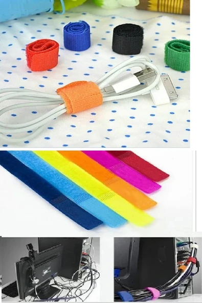 12 li Kablo Tutucu Cırt Kulaklık Fare Airfry Ev Ofis İçin Kablo Düzenleyici Sabitleyici - Resim 2