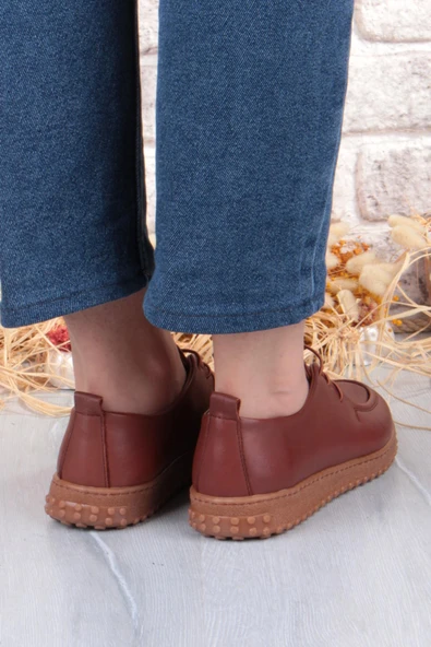 Mehmet Mete 2610 Rahat Yumuşak Esnek Kauçuk Taban Hakiki Deri Kadın Ayakkabı - Resim 11