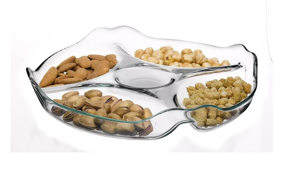 Paşabahçe 4 li cam kahvaltılık - çerezlik sunum tabağı 25,2cm. - Resim 3