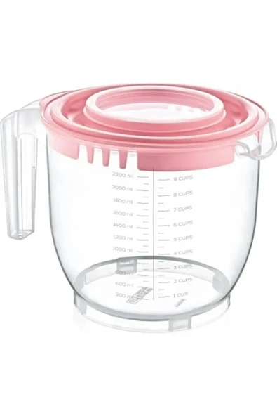 Şeffaf Mikser Karıştırma  Kabı Özel Koruma Kapaklı Sıçratmayan  Ölçülü 2400 ML - Resim 2