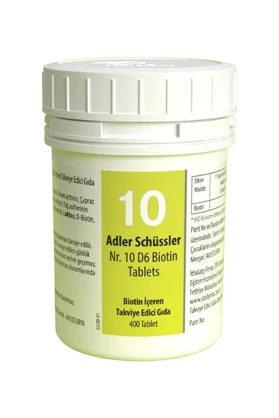 Adler Schüssler Tuzları No: 10 - D6 Biotin 400 Tablet ürün görseli