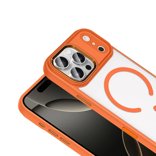 iPhone 17 Pro Max Kılıf Wireless Şarj Özellikli Krom M-safe Silikon Kılıf - Resim 11