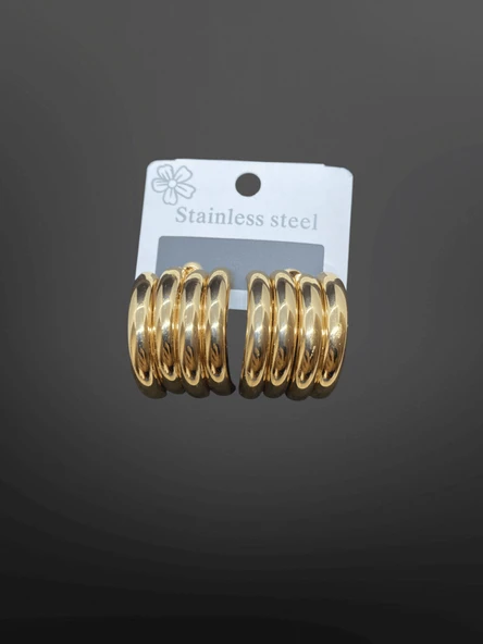 Altın Renkli 316L Çelik Halka Model Kadın Küpe | Zamansız ve Şık ürün görseli 1