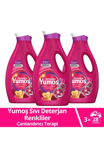 Yumoş Sıvı Bakım Çamaşır Deterjanı Renkli Giysiler 1690 ml 3 Adet ürün görseli 1