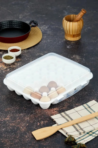 30 Yumurta Kapasiteli Yumurta Saklama Kabı -Kapaklı Pratik Yumurta Saklama Kutusu-Yumurta Organizeri - Resim 4