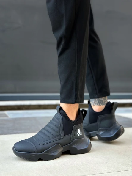 Pabucmarketi Bağcıksız Erkek Spor Bot SİYAH (SİYAH TABAN) - Resim 2