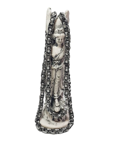 JTAW25KLY1592 KRAL TASARIM DESEN MODEL ANTRASİT GRİ ZİNCİR PASLANMAZ ÇELİK GARANTİLİ HEDİYE KUTULU JANTİ ÇELİK KOLYE - 3