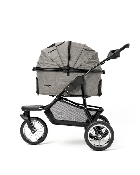 Zampa Melona Kedi Köpek Arabası Gri SP05CST-G - Katlanabilir ve Konforlu Taşıma Çözümü - 4