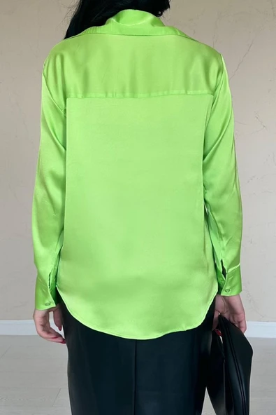 Neon Saten Gömlek - 4