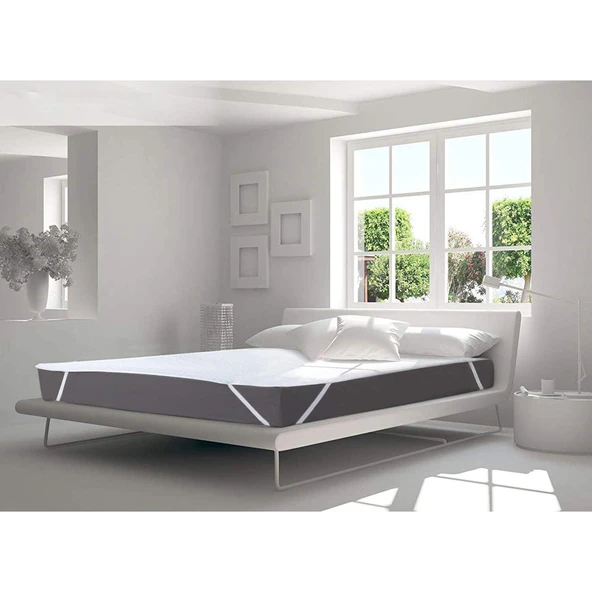 Çift Kişilik Dört Köşe Lastikli Su Sıvı Geçirmez Yatak Koruyucu Alez Pamuk Yüzey - Resim 5