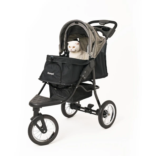 Zampa Ricciardo SP05CS-G Gri Kedi Köpek Arabası - Geniş İç Hacim, Katlanabilir ve Konforlu - 2