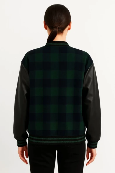 Kolları Suni Deri Içi Astarlı Oduncu Kolej Içi Ceket - Haki - 2