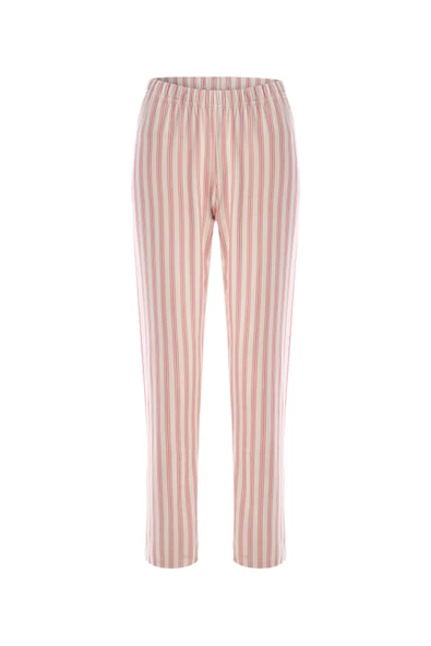 Kadın Pamuklu Kaşkorse Üst Etiket Detaylı Çizgili Pijama Takımı - 7