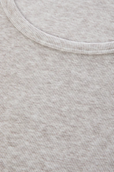 Kadın Pamuklu Kaşkorse Üst Etiket Detaylı Çizgili Pijama Takımı - 8