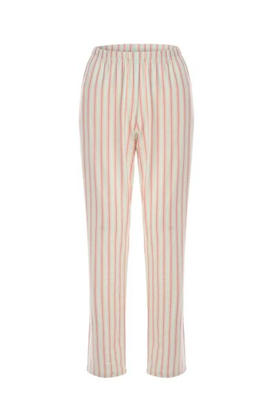 Kadın Pamuklu Kaşkorse Üst Etiket Detaylı Çizgili Pijama Takımı - 3