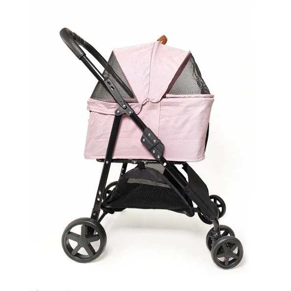 Zampa Albon Kedi Köpek Arabası Pembe LD02-P 53x77x100 Cm - 3