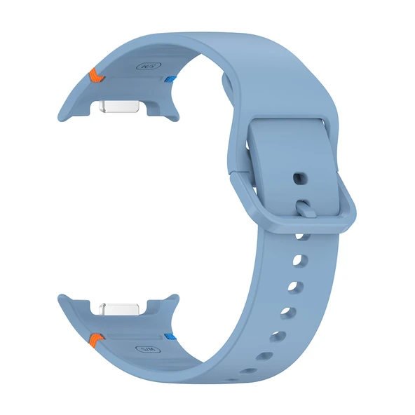 Samsung Galaxy Watch 8 44mm 40mm İle Uyumlu Metal Tokalı Spor Silikon Kordon  Mavi - Resim 4