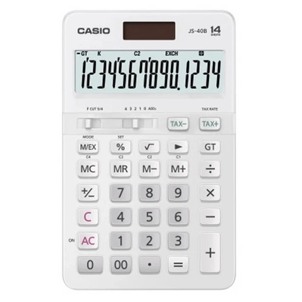 Casio JS-40B-WE Beyaz Profesyonel 14 Hane Masa Üstü Hesap Makinesi ürün görseli