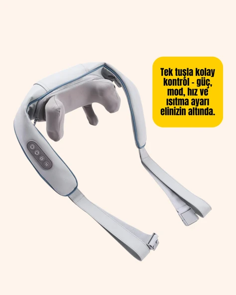 Kablosuz Boyun ve Omuz Masaj Aleti | Isıtmalı ve Yoğurmalı - Resim 3