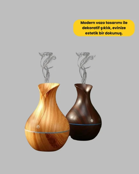 Ultrasonik Ahşap Desenli 130ml Aromaterapi Difüzör ve Hava Nemlendirici - 4