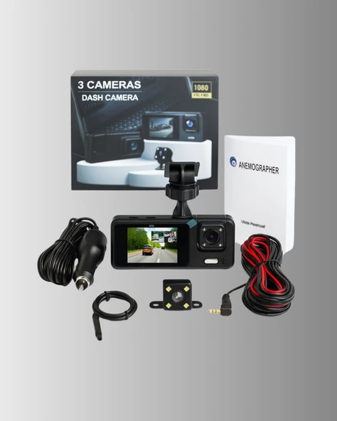3 Kameralı Araç İçi DVR Kayıt Cihazı Ön İç Arka Kamera Full HD - 2