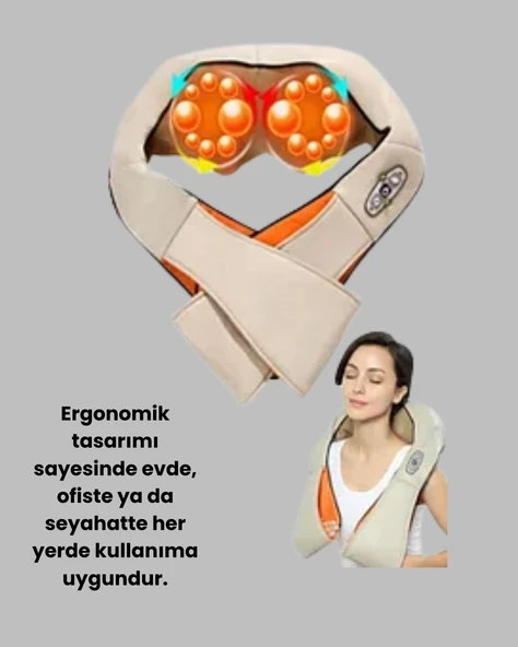 Bel Omuz Boyun Masaj Aleti Ovmalı Isıtmalı Kas Yorgunluğu Giderici - Resim 3