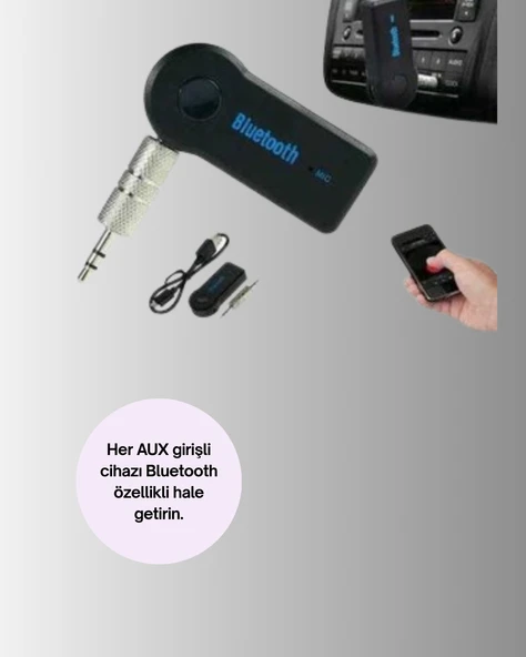 Araç İçi Bluetooth AUX Müzik ve Telefon Görüşmesi Adaptörü - 2