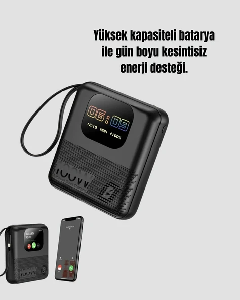 2025 Model 10000 mAh Akıllı Powerbank ve Akıllı Saat Özellikli Şarj Cihazı - 3