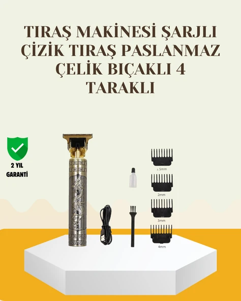 Şarjlı Titanyum Bıçaklı Saç ve Sakal Kesme Makinesi ürün görseli 1