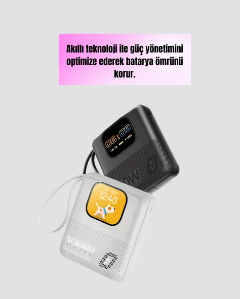 2025 Model 10000 mAh Akıllı Powerbank ve Akıllı Saat Özellikli Şarj Cihazı - 4