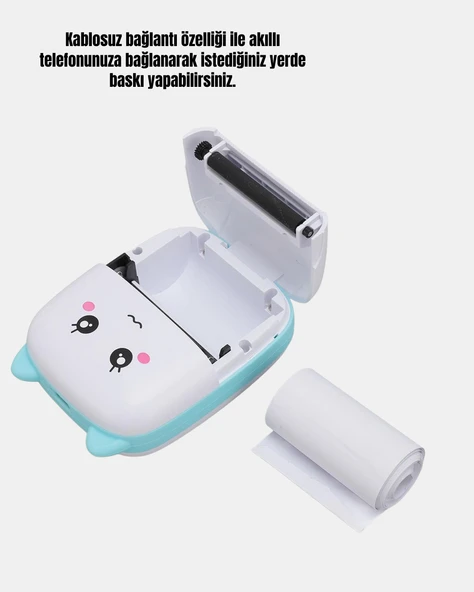 Mini Termal Yazıcı Kablosuz Taşınabilir Bluetooth Bağlantılı 200 DPI - Resim 2