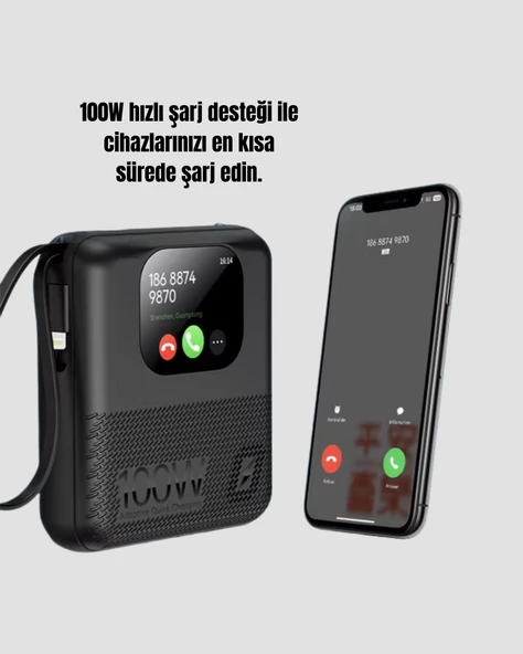 2025 Model 10000 mAh Akıllı Powerbank ve Akıllı Saat Özellikli Şarj Cihazı - 2