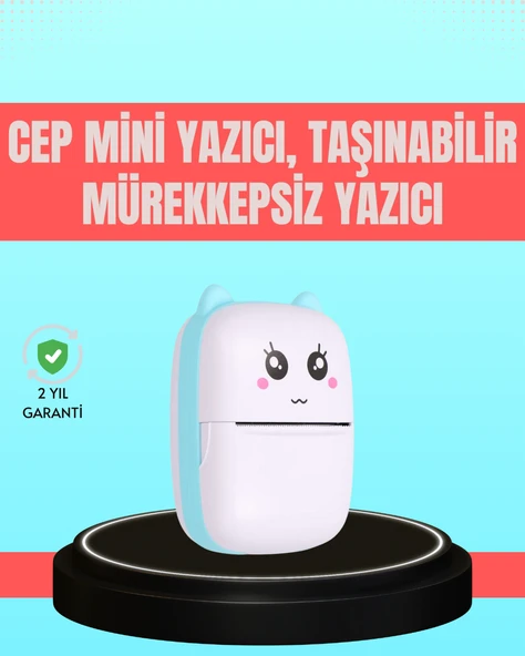 Bluetooth Bağlantılı Mini Termal Yazıcı Öğrenci ve Ofis İçin - 1