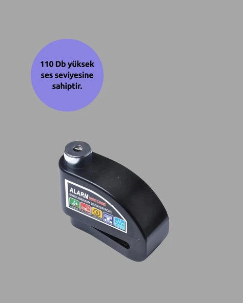 Çift Modlu 110dB Alarmlı Disk Kilidi Suya Dayanıklı - 2