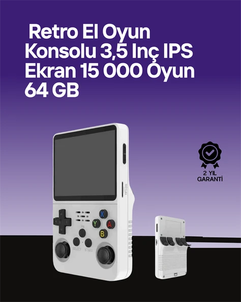R36S 64 GB Retro Oyun Konsolu – Çoklu Emülatör Desteği, Linux Tabanlı Açık Sistem